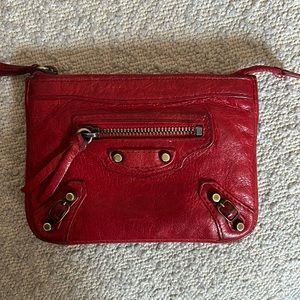 Red Balenciaga wallet. Fits in small purses but has tons of room!